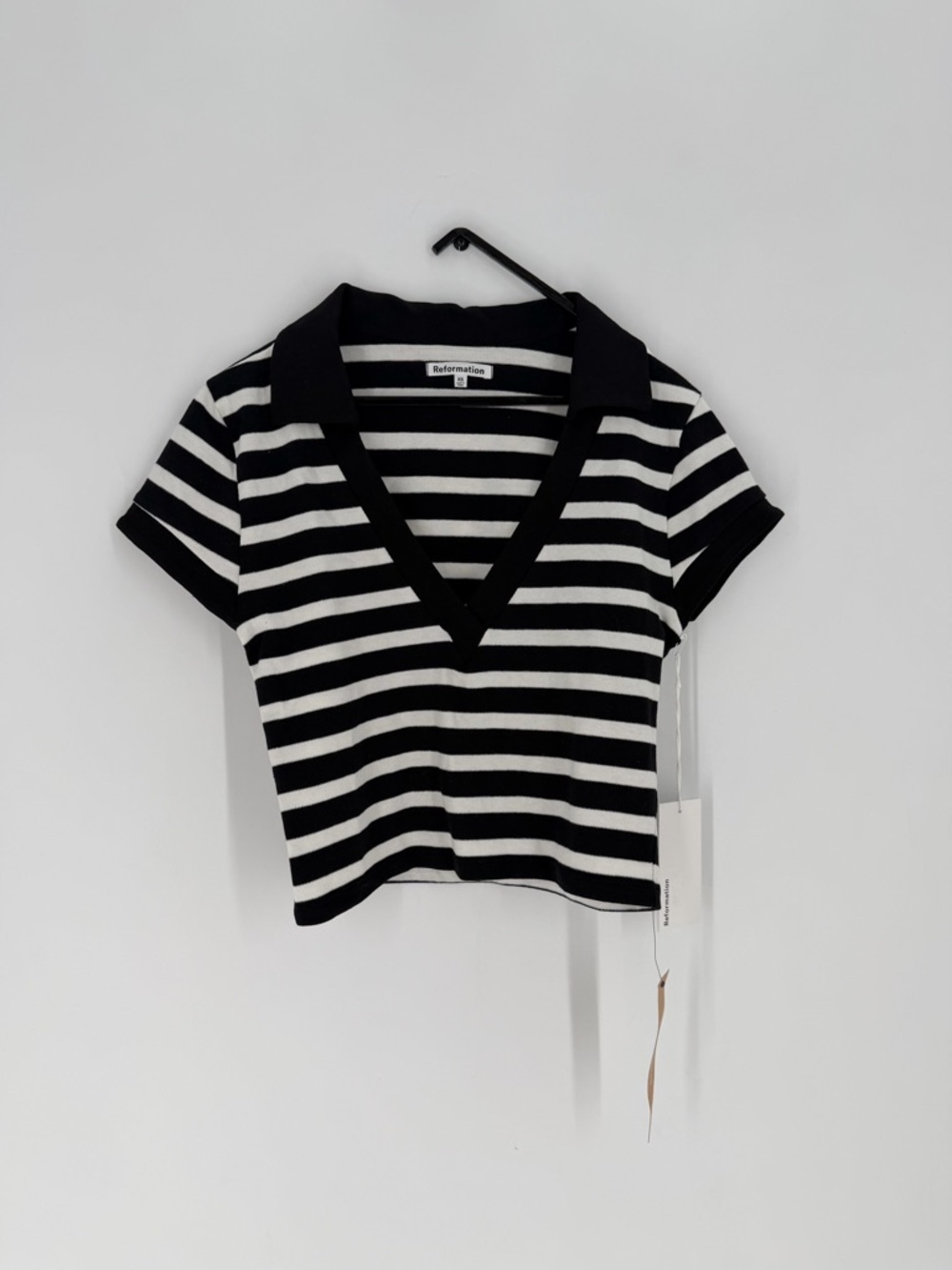 Reformation Lovella Polo Short Sleeve Crop Top